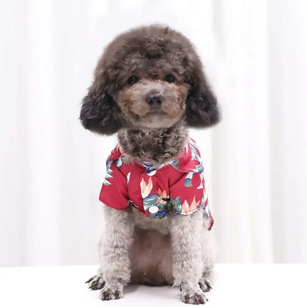 Pet NWOT Red Pineapple Print Lightweight Hawaiian Style Shirt Size Medium